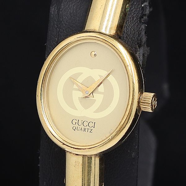グッチGUCCI 1500L バングルウォッチ レディース腕時計 ゴールドGP 1円