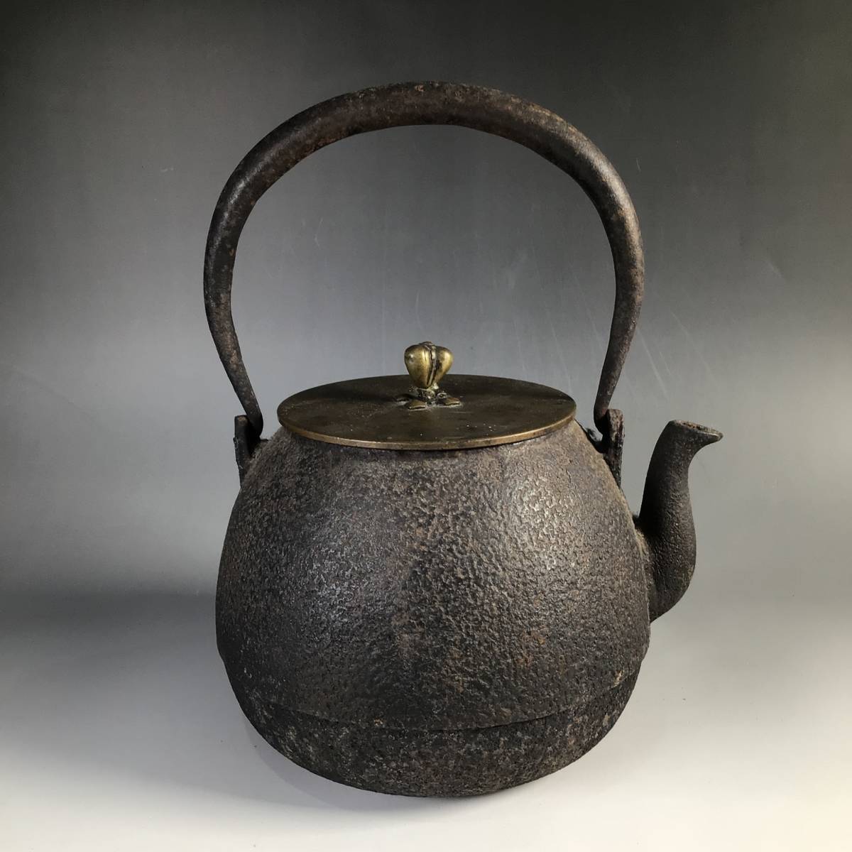 玉》【鉄瓶】『龍文堂造』『銅蓋』 鉄製/煎茶道具 チ76 古玩 ベルト 仏具