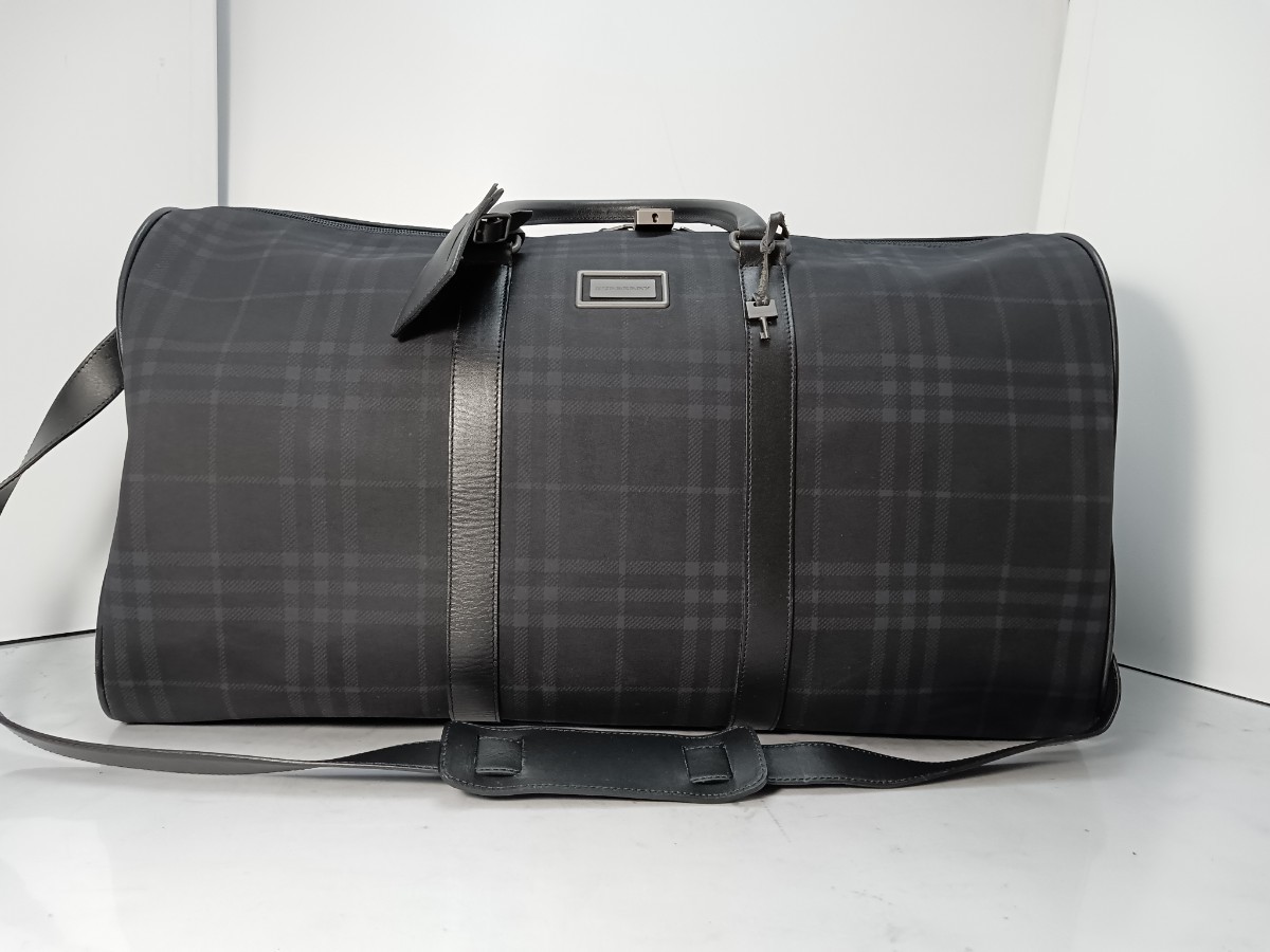 バーバリー BURBERRY ボストンバッグ 2way 旅行バッグ 紺色 美品