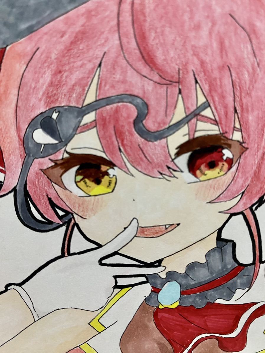 同人 手描きイラスト ☆ホロライブ 宝鐘マリン☆ 色紙(手描きイラスト