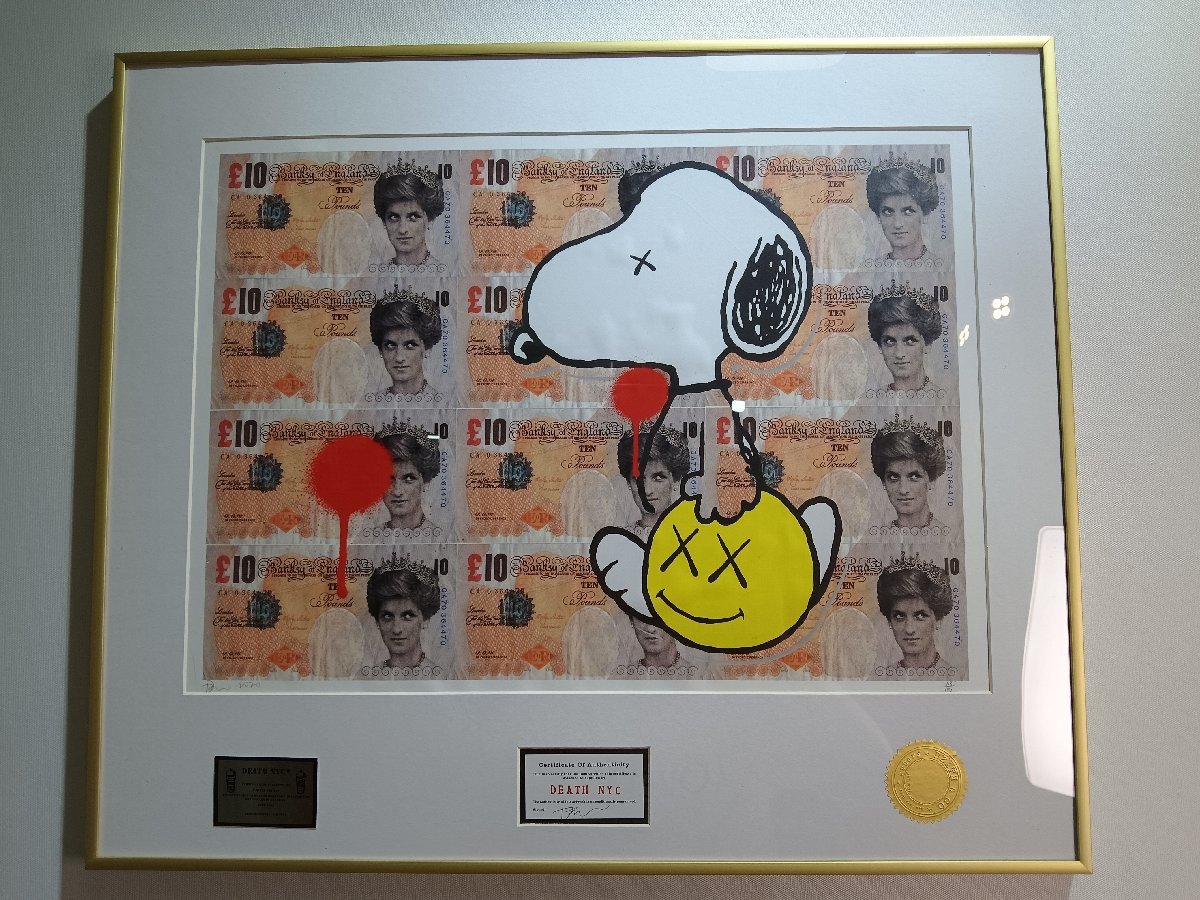 額装death nyc 世界限定100枚スヌーピーKAWS DEATH NYC 額付き 世界限定100枚 アートポスタ スヌーピー SNOOPY KAWS