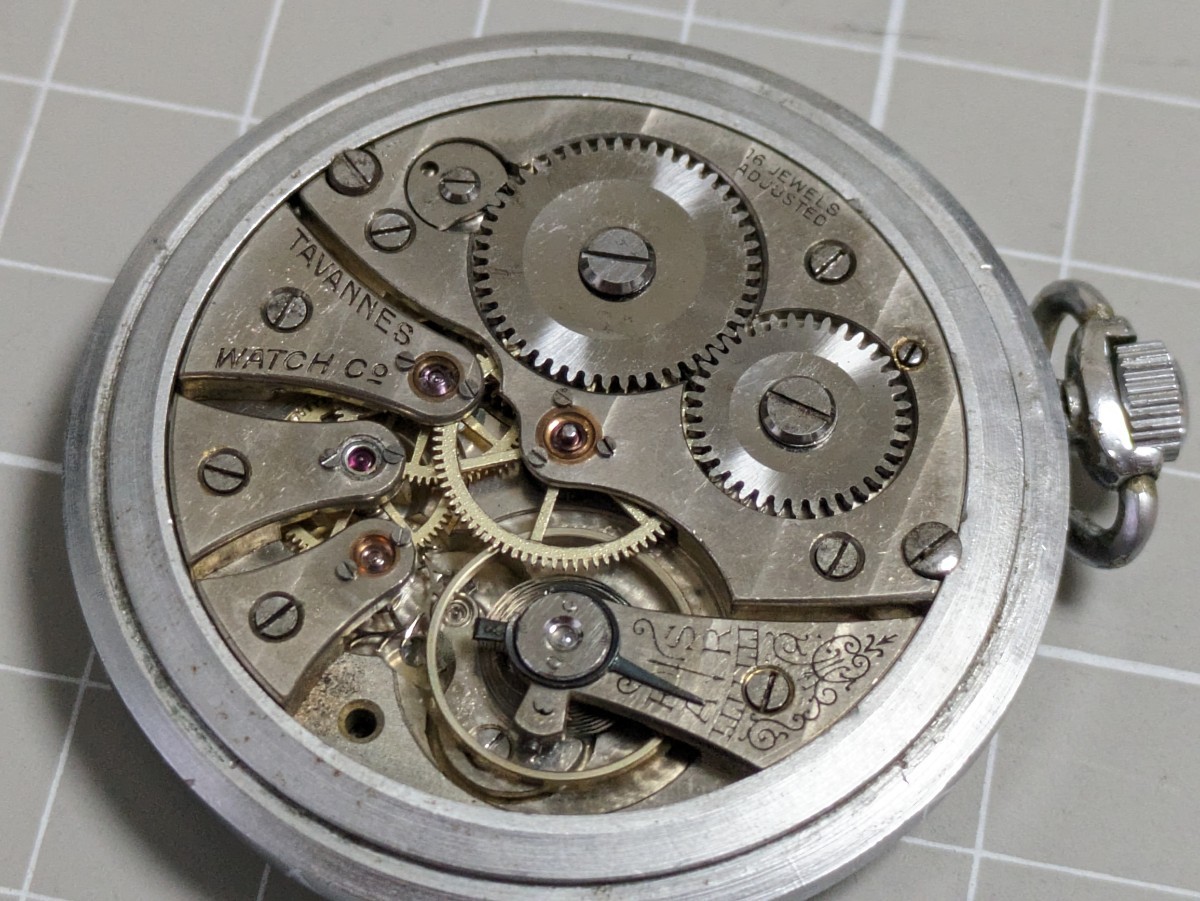 稼働品 16石 タバン 懐中時計 手巻き ムーブメント Tavannes