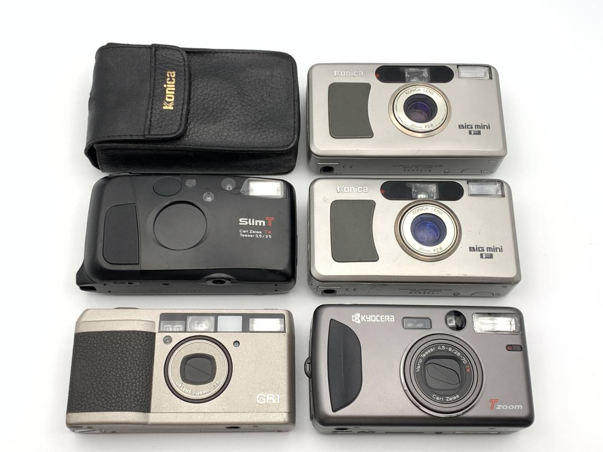 RICOH GR1 / KYOCERA Slim T / KYOCERA T Zoom / KONICA BiG mini F コンパクトフィルムカメラ 5点セット ジャンク【1円〜】