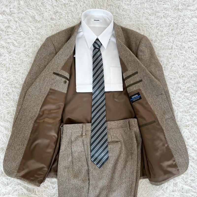 Island Tailor セットアップスーツ 3L ツイード ヘリンボーン