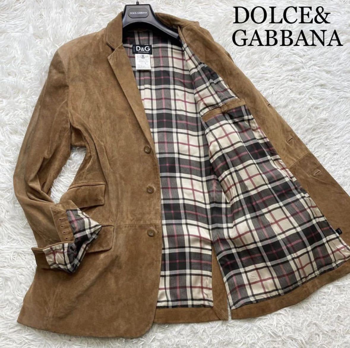 幻の逸品★希少XL!! DOLCE&GABBANA『最高級の風格』ドルチェ＆ガッバーナ 本革 レザーテーラードジャケット イタリア製 D&G キャメル 茶 50