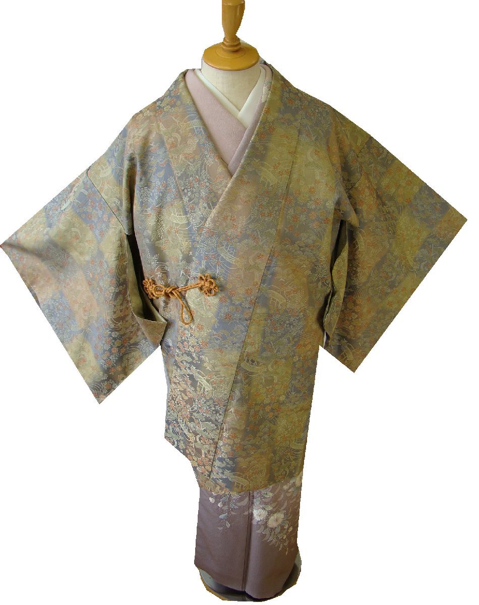 時代屋 美品 裄69．0ｃｍ 能衣裳 高級感 道中着 正絹 未使用 160cm～168cm Cｓ1116