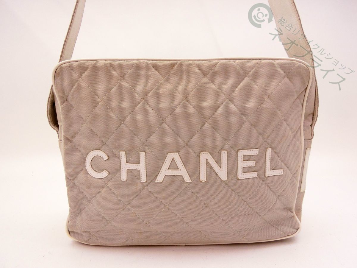 ◆A6720 CHANEL シャネル スポーツ ロゴ マトラッセ キャンバス ショルダー バッグ