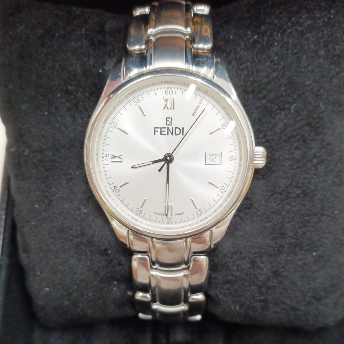 210G フェンディ SS メンズ 腕時計 Silver FENDI ラウンドフェイス 