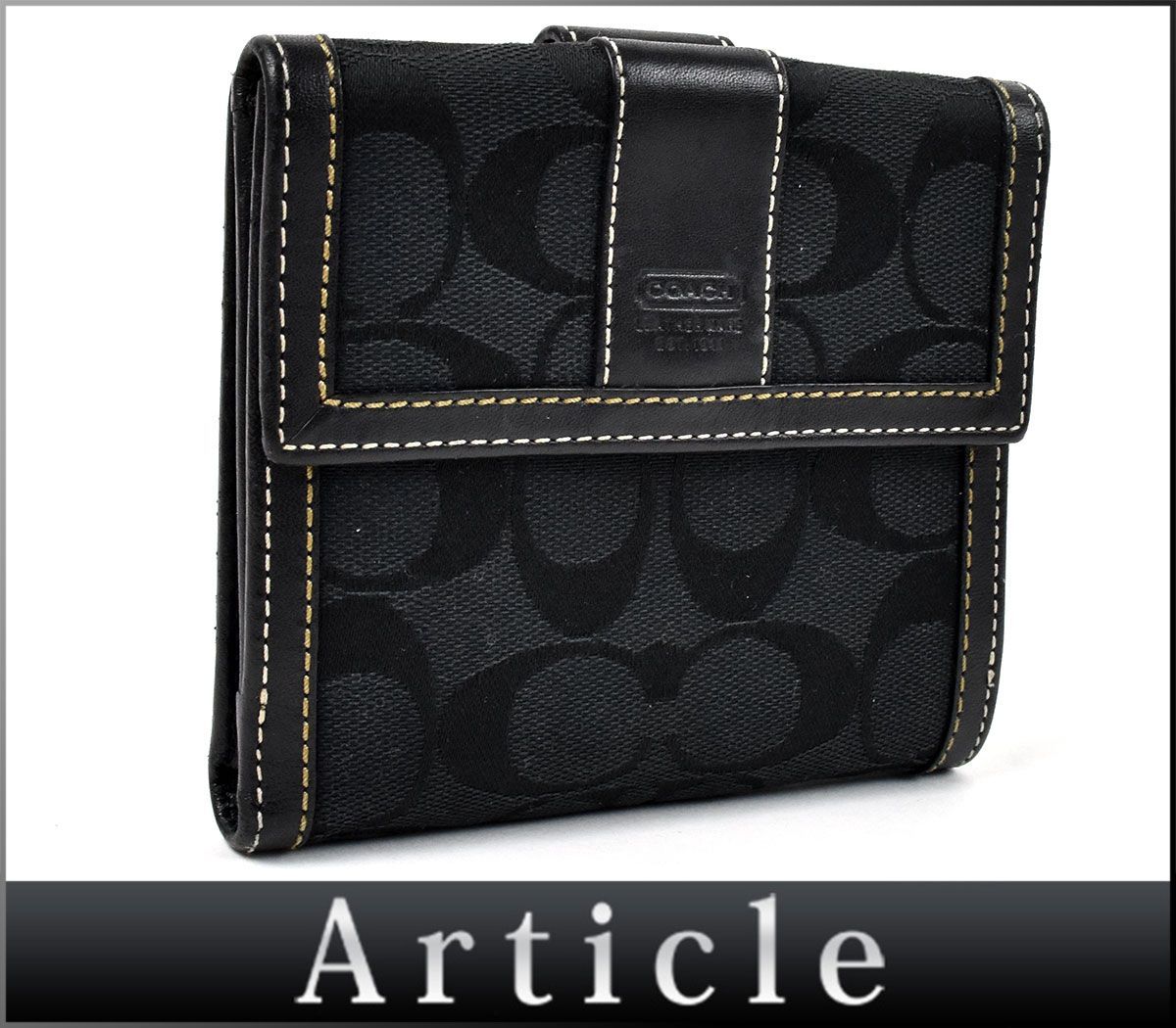 新品未使用☆COACHコーチ 折り財布 コンパクトミニ ブラック シグネチャー 162136◇ COACH コーチ シグネチャー Wホック 二つ折り財布 短財布