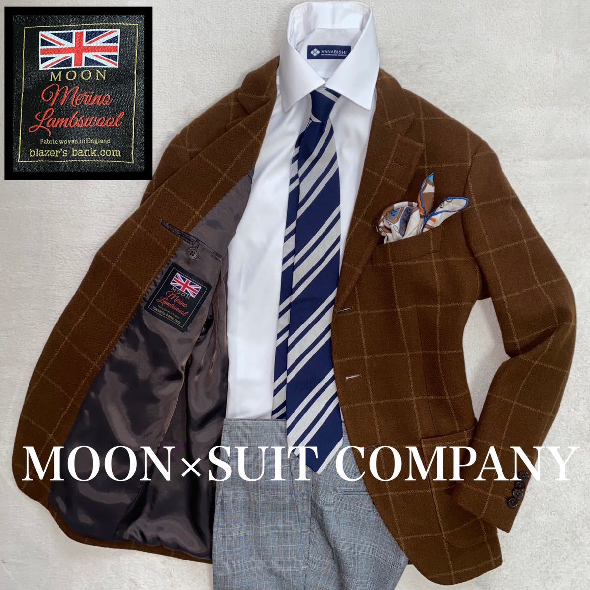 SUIT COMPANY英国生地MOON使用 M位 人気のウインドーペンチェック 