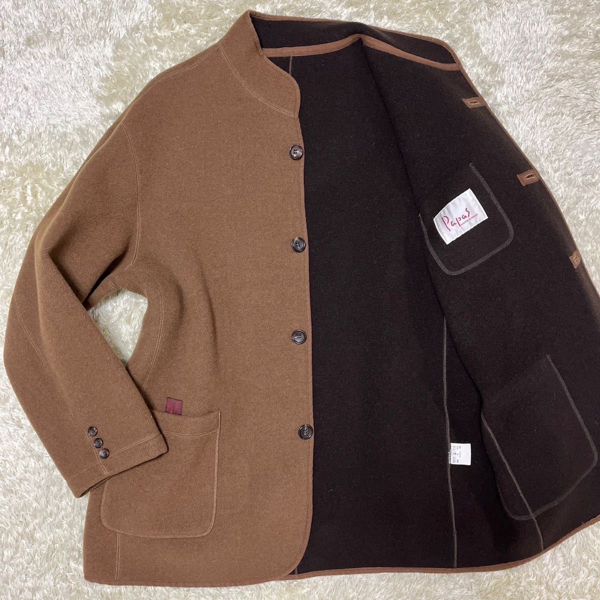 Papas パパス 秋冬 ビッグP☆ ウール&キャメル ニット セーター Sz.48