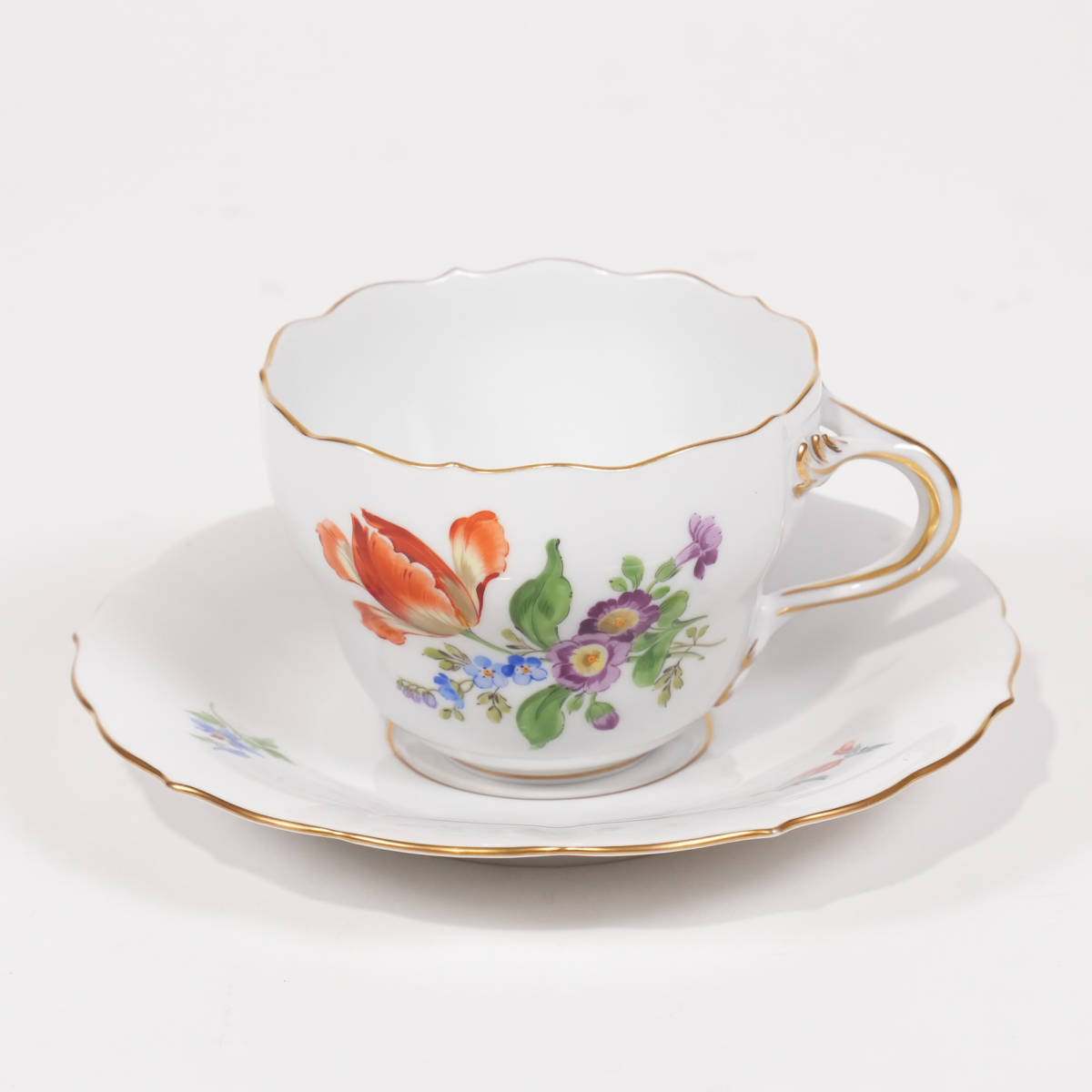 マイセン コーヒーカップ 花 Meissen マイセン 金彩 フラワーブーケ