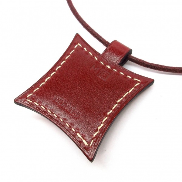 エルメス HERMES ネックレス トゥアレグ レザー×金属素材 ボルドー