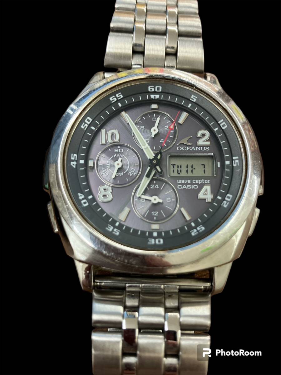 1円 カシオ オシアナス OCW-T750 電波ソーラー デイト クロノグラフ