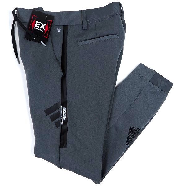 P634 新品 adidas GOLF アディダス ゴルフ ビッグロゴ ダブルニット ストレッチ ジョガーパンツ 秋冬 テーパード 96 グレー