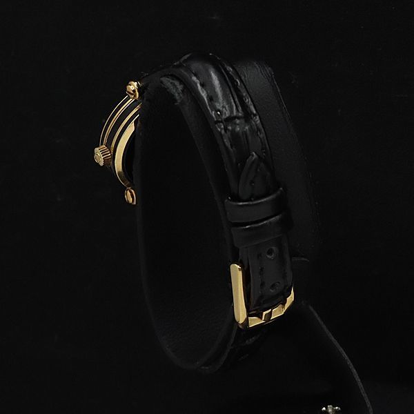 1円 稼働 良品 グッチ QZ ラウンド ローマン 黒文字盤 レディース