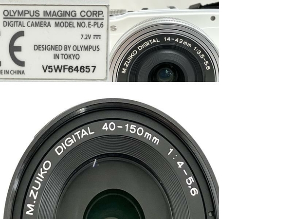 OLYMPUS E-PL6 ミラーレス一眼 M.ZUIKO DIGITAL 14-42mm F3.5-5.6 M.ZUIKO DIGITAL 40-150mm F4.0-5.6 ダブルズームキット 中古 O8244123