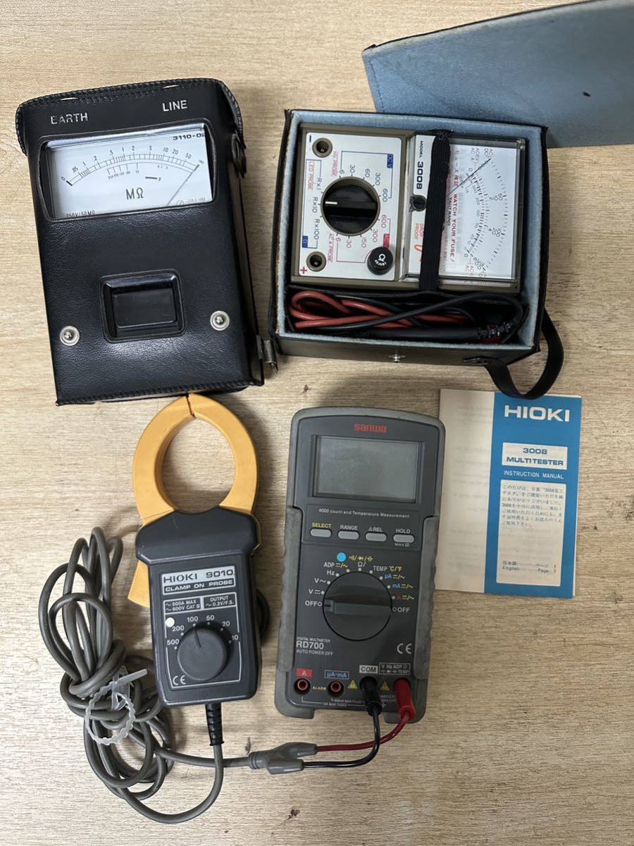 A548 HIOKI 電池式絶縁抵抗計 3110-02 / HIOKI 3008 テスター 電流・電圧試験 計測器 / HIOKI 9010/ SANWA 計測器 RD700 ジャンク
