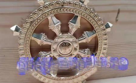 真言宗 寺院用仏具 真鍮製磨き仕上げ 法輪14.5cm 密教法具 前具