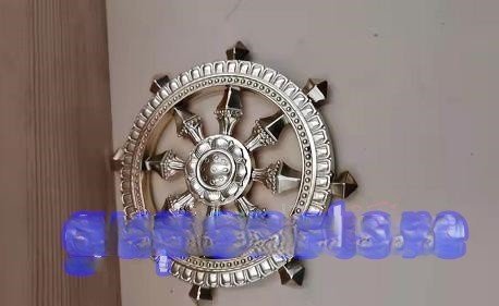 真言宗 寺院用仏具 真鍮製磨き仕上げ 法輪14.5cm 密教法具 前具