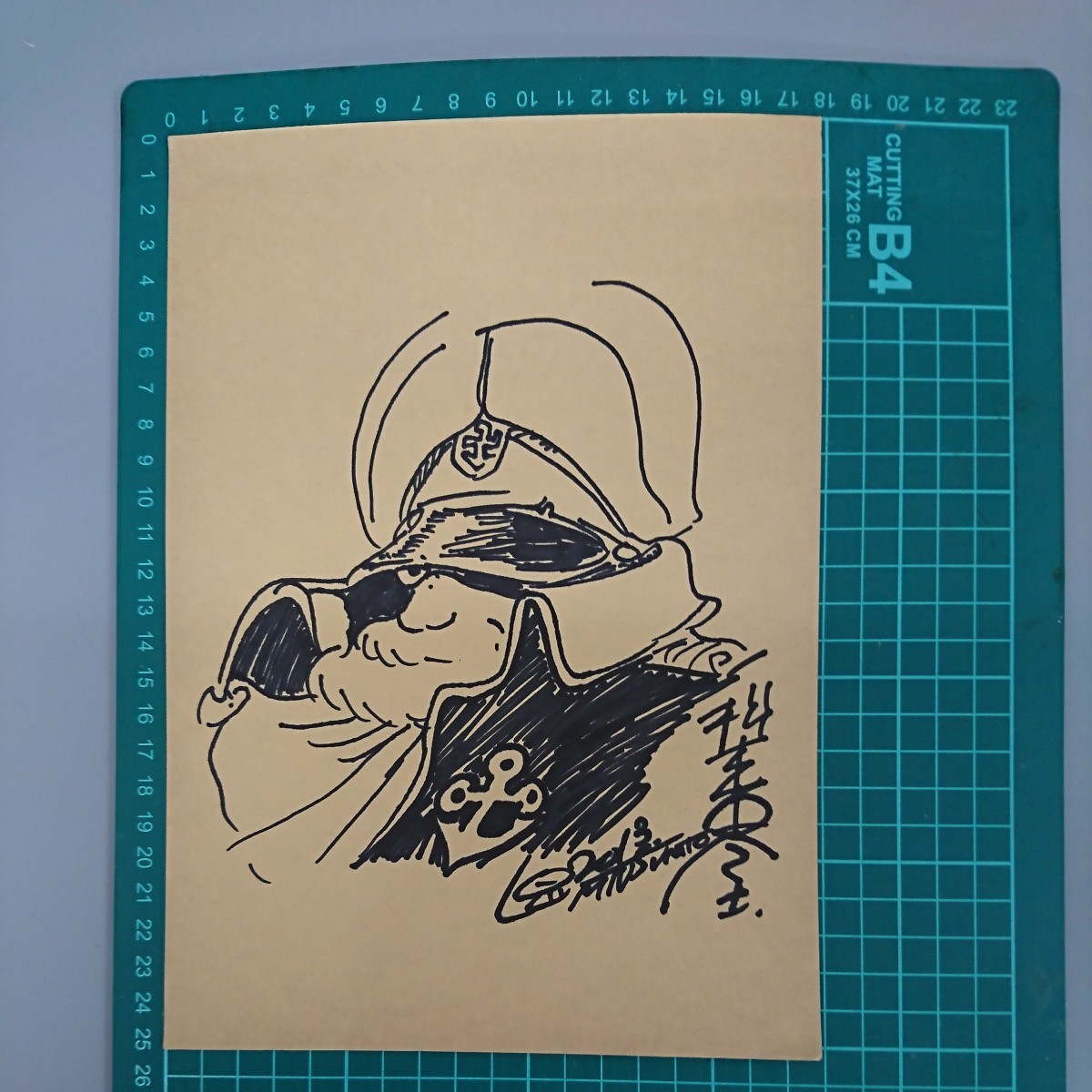 模写 松本零士 宇宙戦艦ヤマト 沖田艦長 サイン ペン画 サイン 色紙