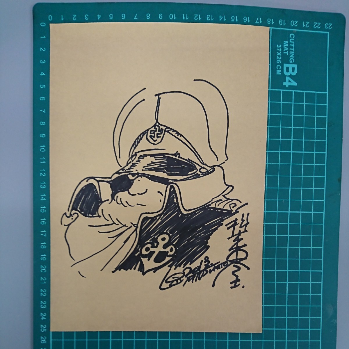 模写 松本零士 宇宙戦艦ヤマト 沖田艦長 サイン ペン画 サイン 色紙