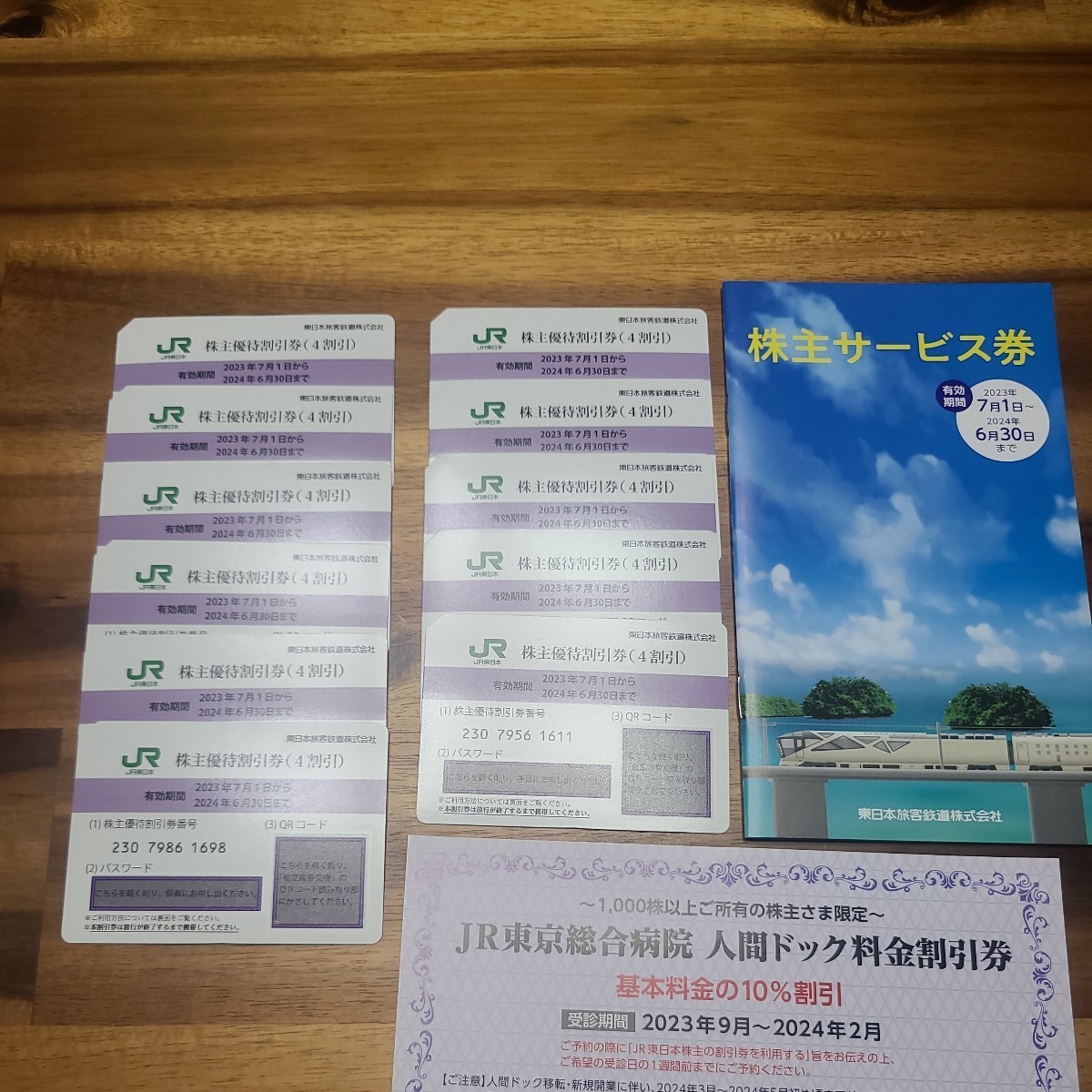 JR東日本株主優待割引券11枚、株主サービス券、人間ドック料金割引券 JR
