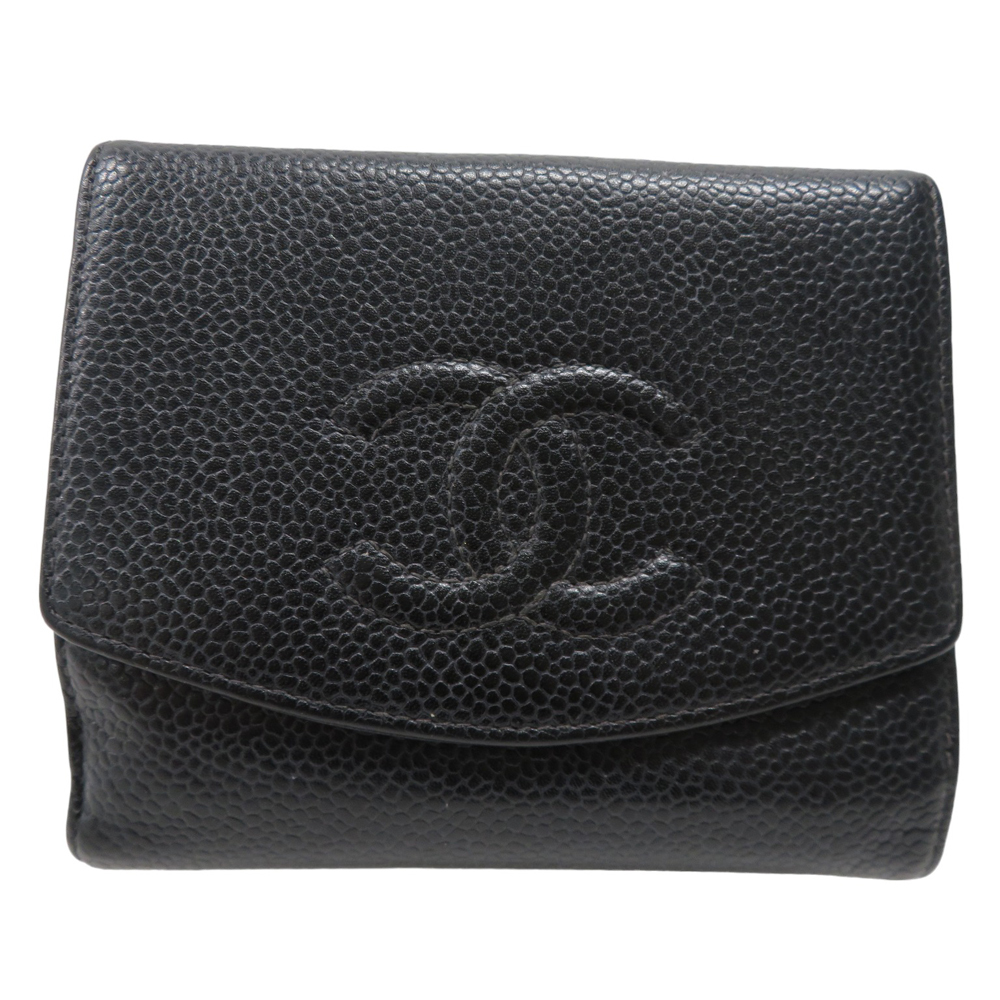 三つ折り財布 キャビアスキン シャネル CHANEL ボーイシャネル CHANEL