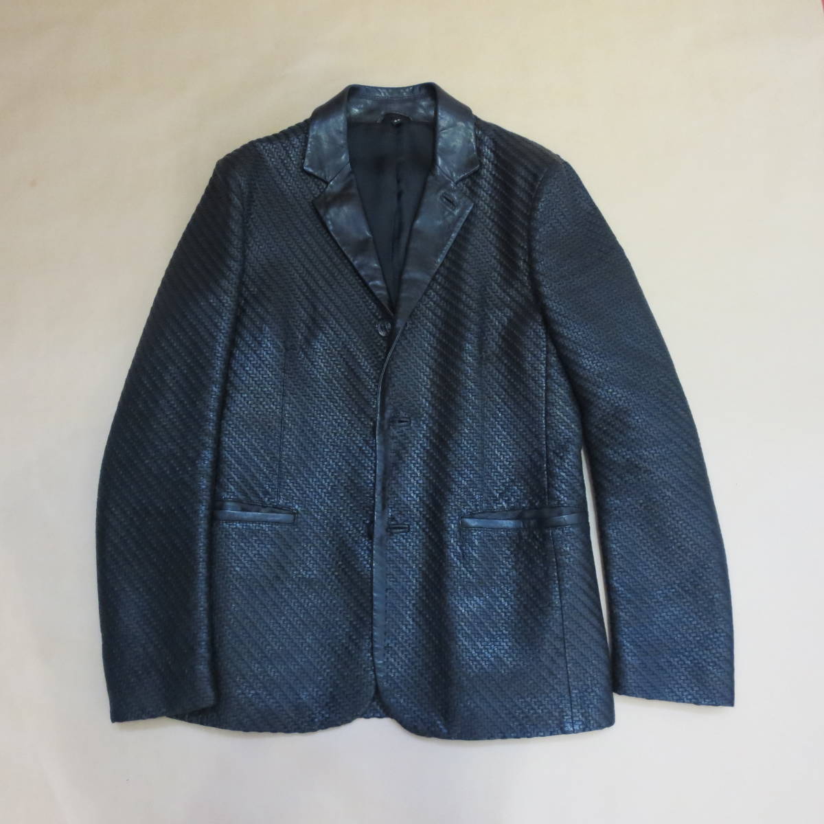 ○　ジョルジオアルマーニ　ボルゴ21　イントレチャート　レザージャケット　ラムレザー　参考価格約150万円　希少　44