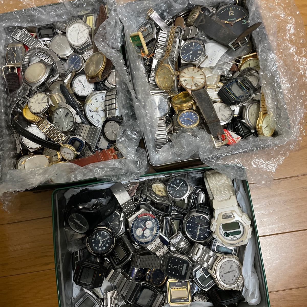 時計店整理品 大量3箱 ジャンク 機械式時計 クォーツ セイコー 