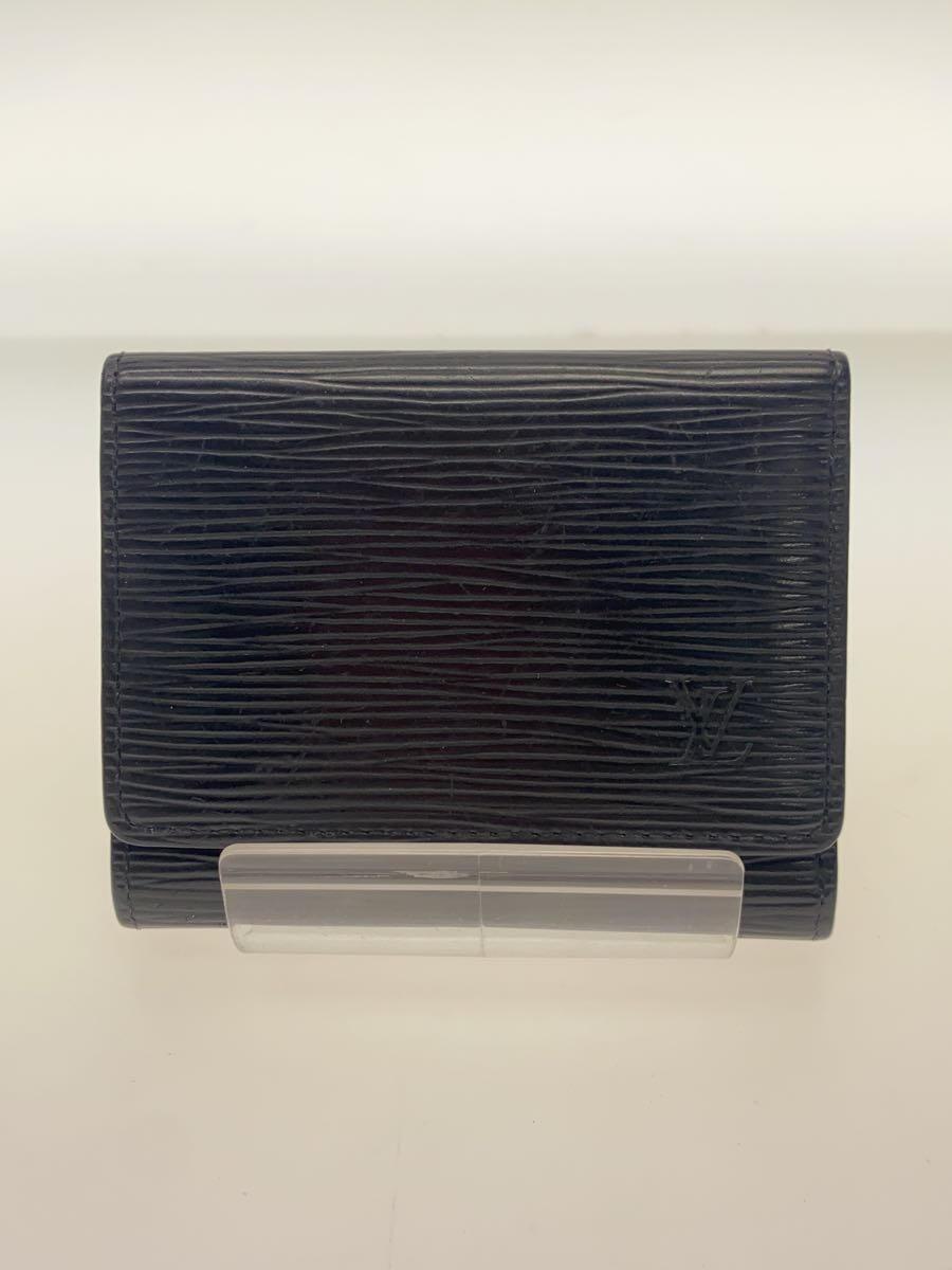 LOUIS VUITTON◆アンヴェロップ・カルトドゥヴィジット_エピ_BLK/レザー/BLK/メンズ