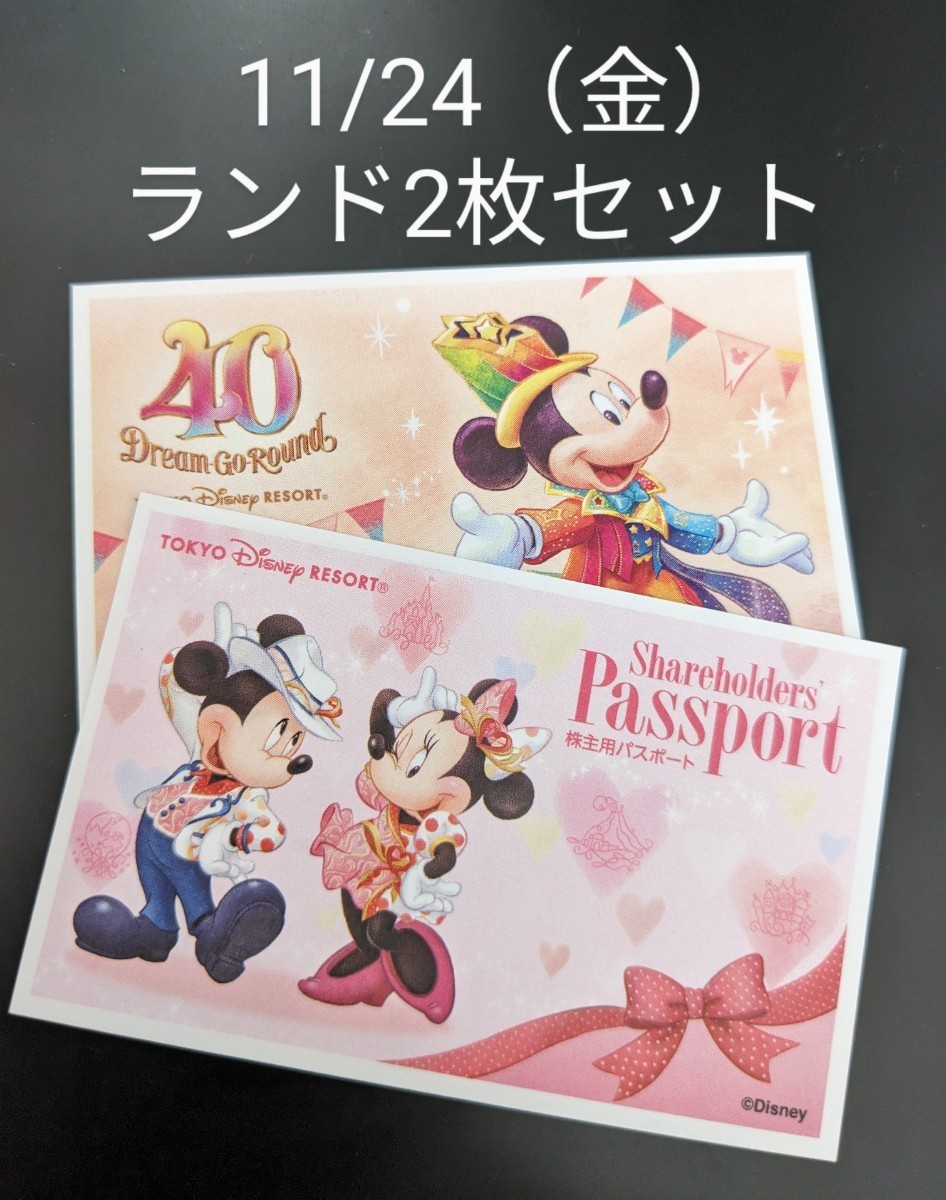 11/24（金）ディズニーランド チケット2枚 1デーパスポート2枚セット★枚数追加、シーへの変更、日付変更も可
