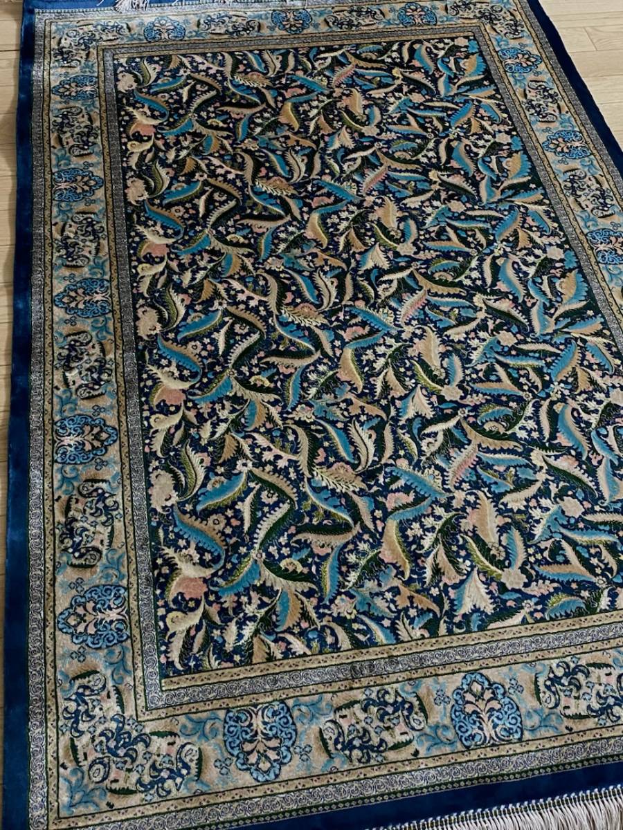 百貨店展示品 シルク100% 最高峰225万ノット イラン産 手織り 高級ペルシャ絨毯 101×152cm #2