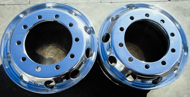 送料無料　美品　大型　アルコア　アルミホイール　ISO方式　平面座　22.5×7.50　10穴　フロント用　研磨済み　2本セット　その21