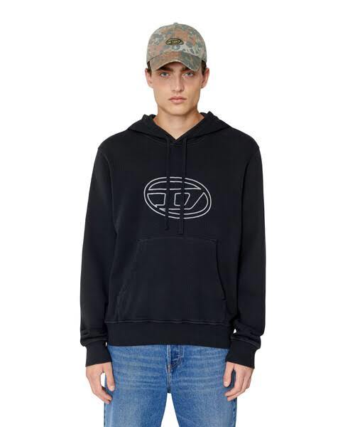 ★新品未使用/DIESEL/価格31900円★ダグ付 メンズ DIESEL オーバルディーロゴ コットン 長袖 パーカー ブラック L