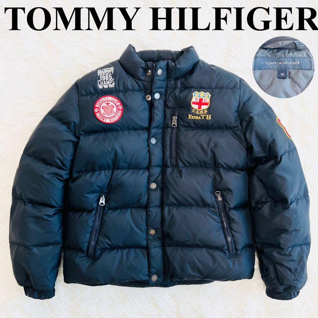 【大きいサイズ】　トミーヒルフィガー ダウンジャケット XL 刺繍　ワッペン付き　肉厚ダウン　　TOMMY HILFIGER　冬物　ネイビー