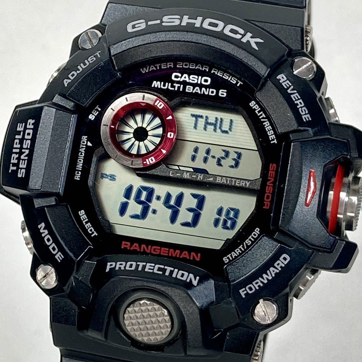 極美品 G-SHOCK GW-9400J-1JF RANGEMANレンジマン タフソーラー 電波受信 電波ソーラー マルチバンド6 トリプルセンサー ブラック カーボン