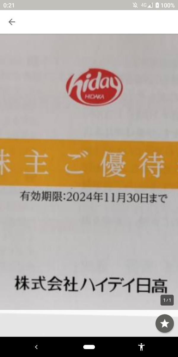 最新 ハイデイ日高 株主優待券 10000円分（500円×20枚）