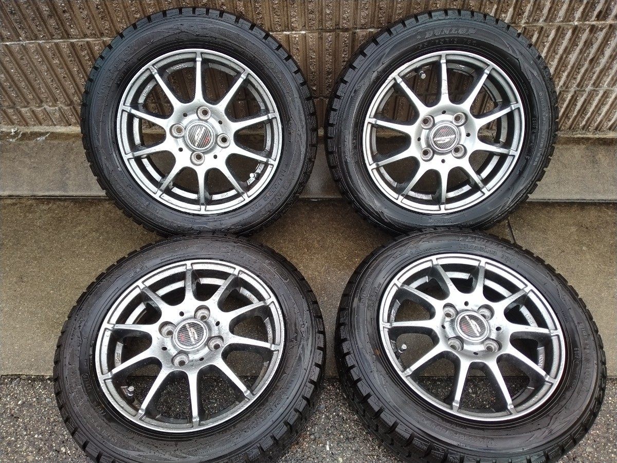 送料安！2017年ダンロップバリ山冬タイヤアルミ4本セット☆155/65R13☆ムーヴ ライフ ラパン N-box タント ワゴンR アルト等☆手渡しOK!