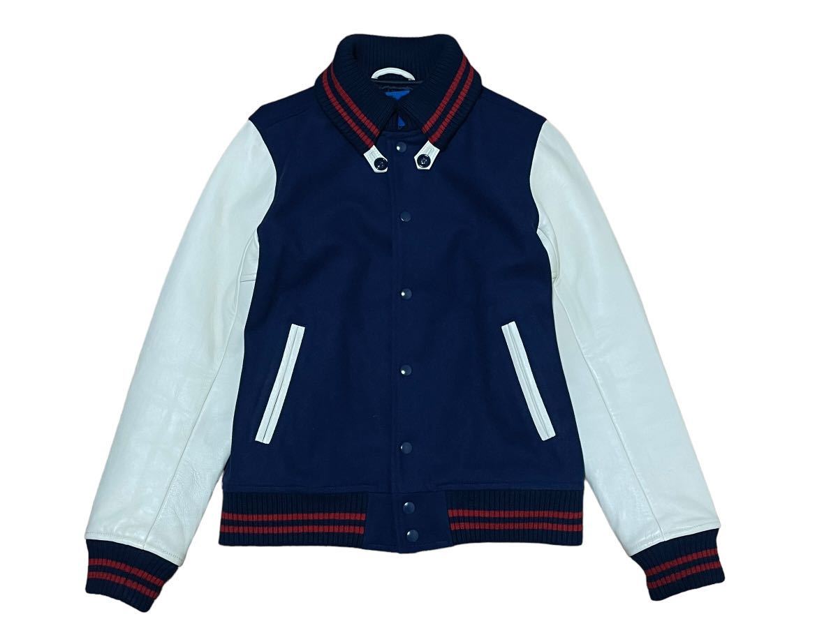 BEAMS ビームス レザー × メルトン スタジアム ジャケット スタジャン