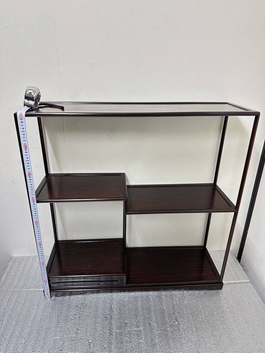 ジャンク品 唐木 茶棚 飾り棚 茶箪笥 煎茶道具 茶棚 茶箪笥 飾り棚 幅