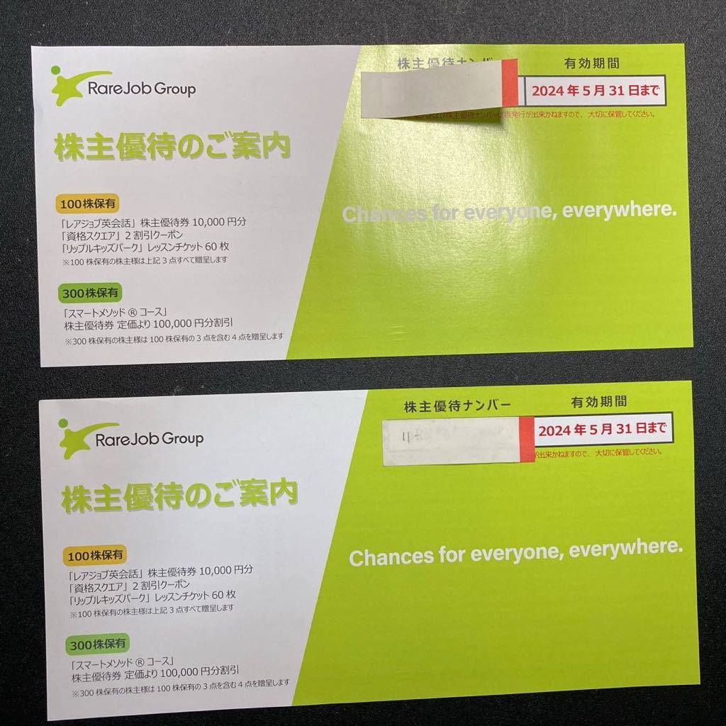 2ヶ月分レアジョブ英会話 レアジョブ 株主優待 2セット 株主優待 1万円分
