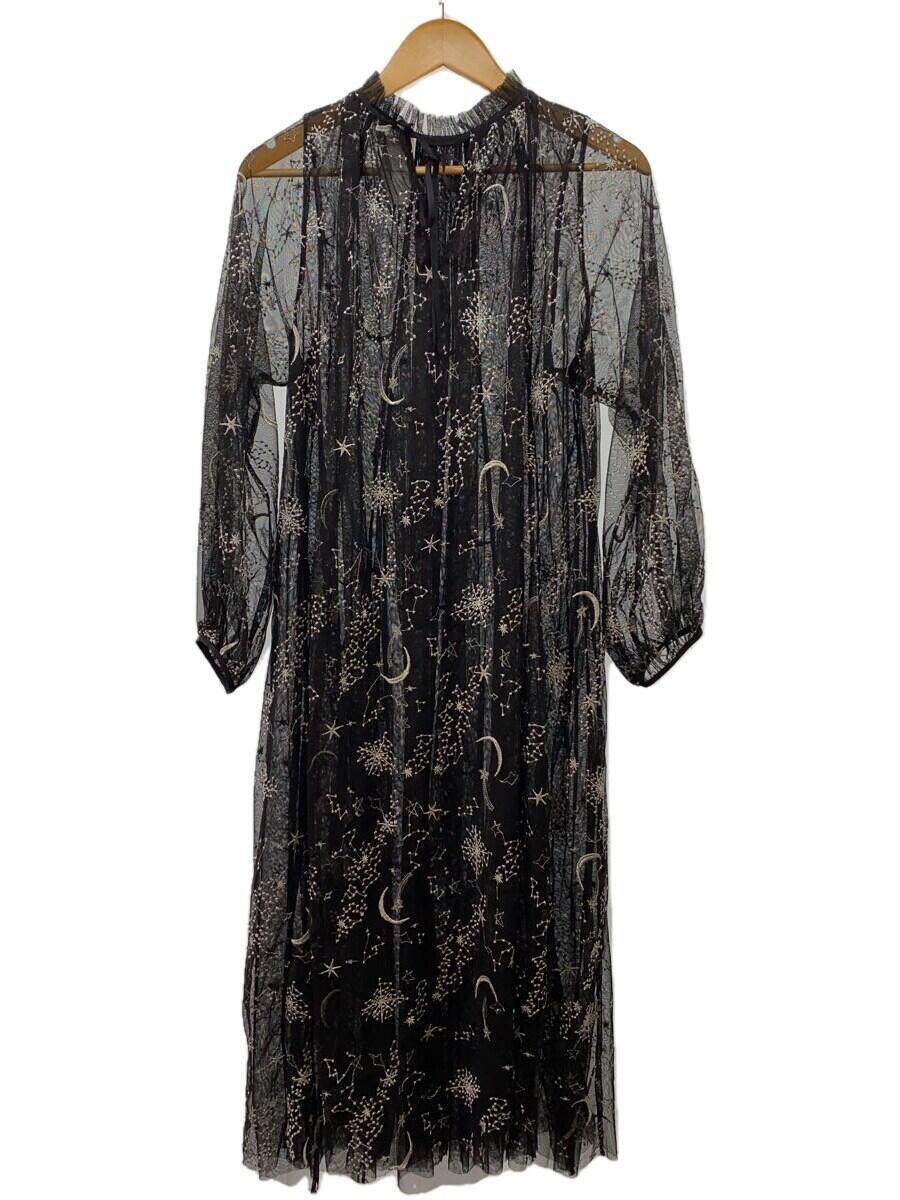 furfur◆スターリードレス/長袖ワンピース/one/ポリエステル/BLK/総柄/RWF0205030