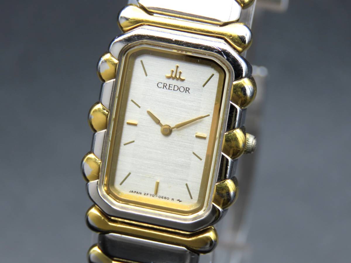 1円～! 稼動品☆正規品 SEIKO セイコー 2D70-5580 クレドール ST.STEEL+22K