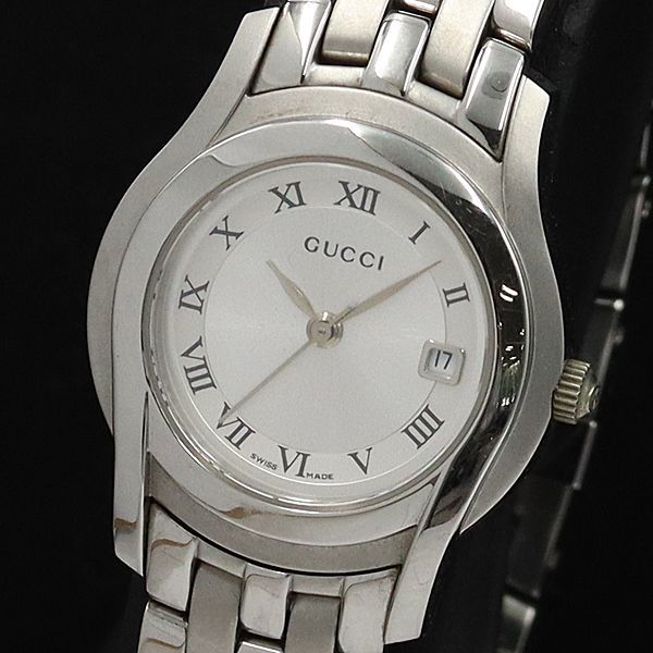 定番，お得 1円 稼働 良品 グッチ QZ 5500L デイト ラウンド ローマン