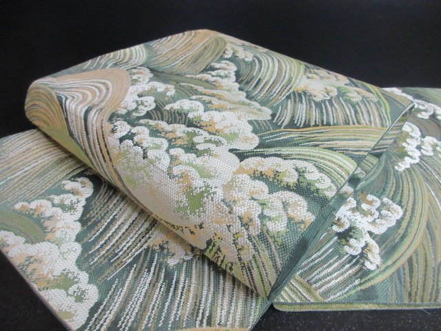 袋帯 美品 名品 草花 箔 螺鈿箔 金色 お太鼓柄 正絹 【中古】 【公式通販】