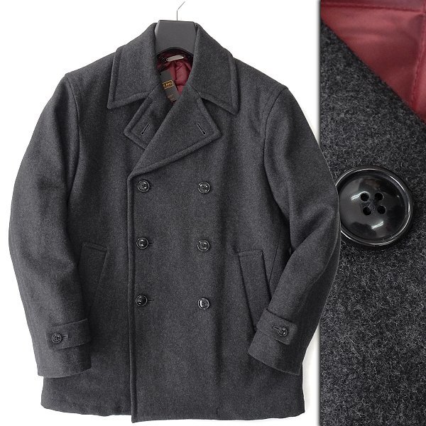 新品 6.1万 ケントアヴェニュー 縮絨 ウール カシミヤ 中綿 ピーコート L 濃灰 【J53221】 Kent Ave 秋冬 メンズ モッサ キルト Pコート