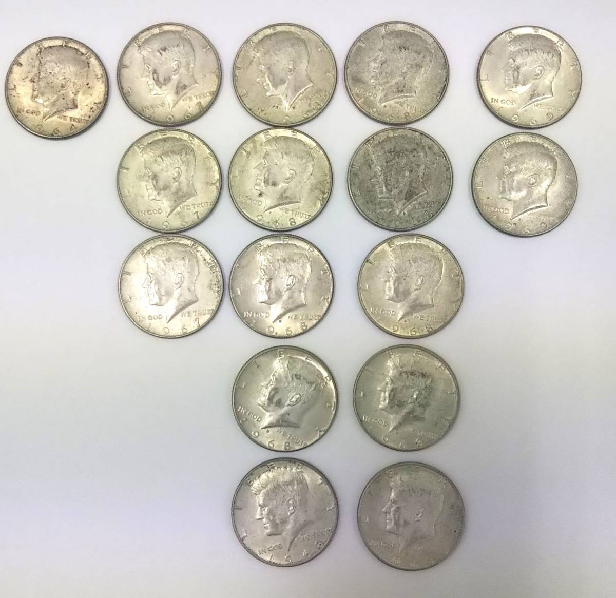 3871】リバティ銀貨 ケネディ ハーフダラー シルバー 合計16枚 1964年 
