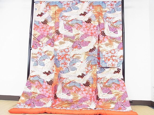 〇色打掛 金糸 刺繍 桜 牡丹 結婚式 ブライダル お色直し〇美品 306z12