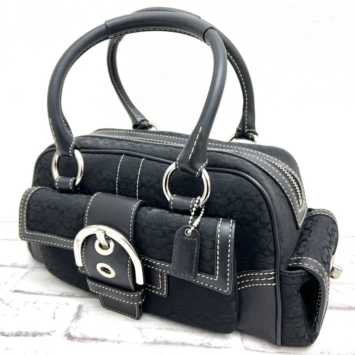 ミニシグネチャー ハンドバッグ COACH コーチ ブラック - COACH(コーチ 